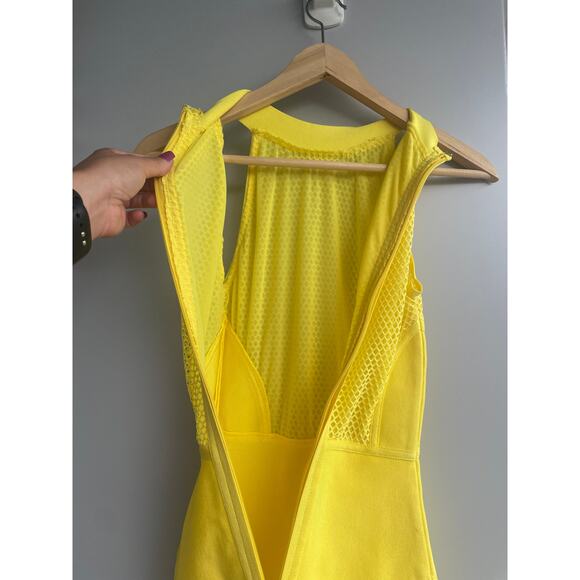 bright yellow mesh bodycon stretch halter cocktail dress unbranded - Picture 8 of 10